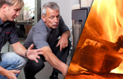 Verkaufsgespräch am Kaminofen