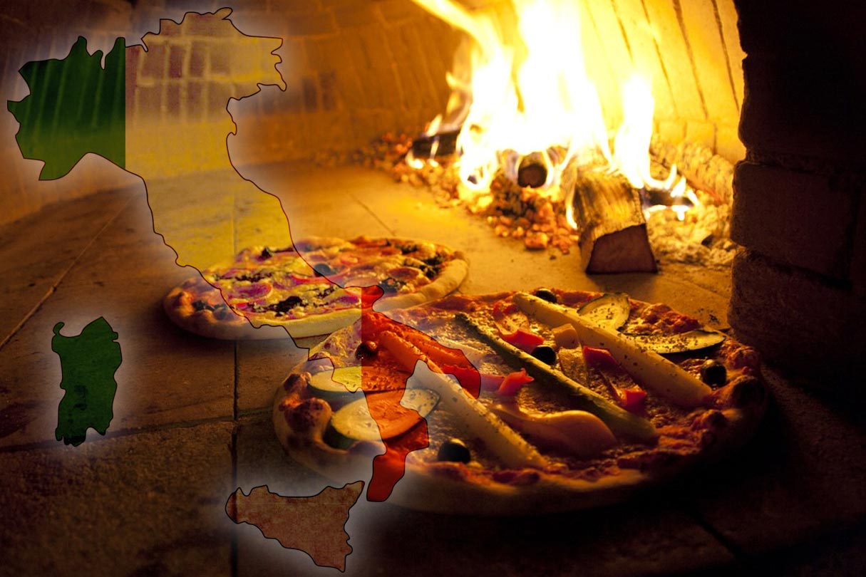 Pizzen im traditionellen Holzbackofen