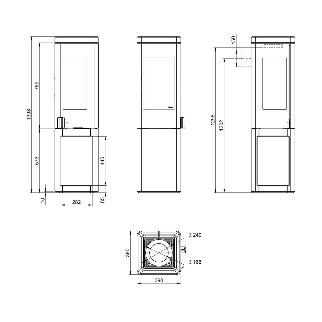 Kaminofen Nordpeis YoU Colorado White 7,3 kW - Ausführung: Nordpeis YoU Colorado White, Thermotte Dark