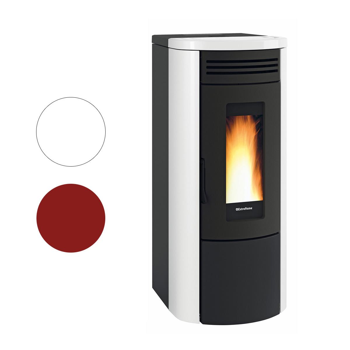 Pelletofen wasserführend Extraflame Costanza Idro 5.0 mit 16 kW - Verkleidung: bordeaux