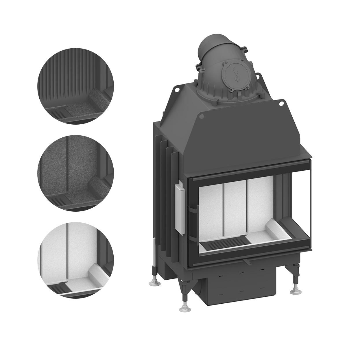 Eck-Kamineinsatz Schmid Ekko R 67(34) s evo mit 7,5 kW