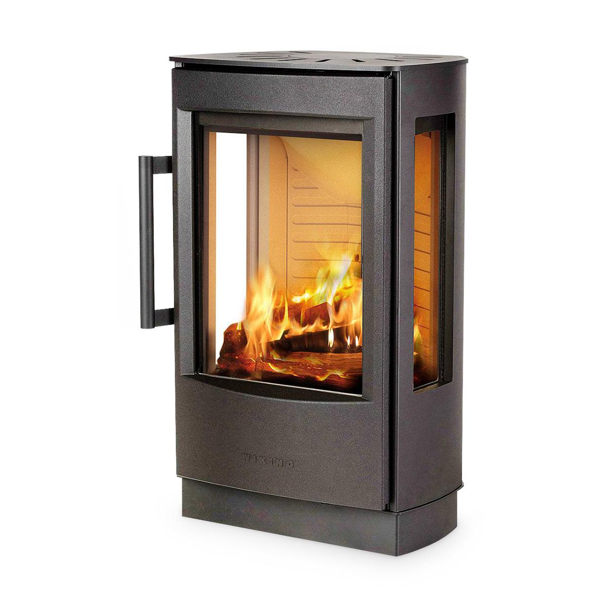 Kaminofen Wiking Miro 1 mit Sockel 4,9 kW - Korpus: Grau - Rauchabgang: Oben