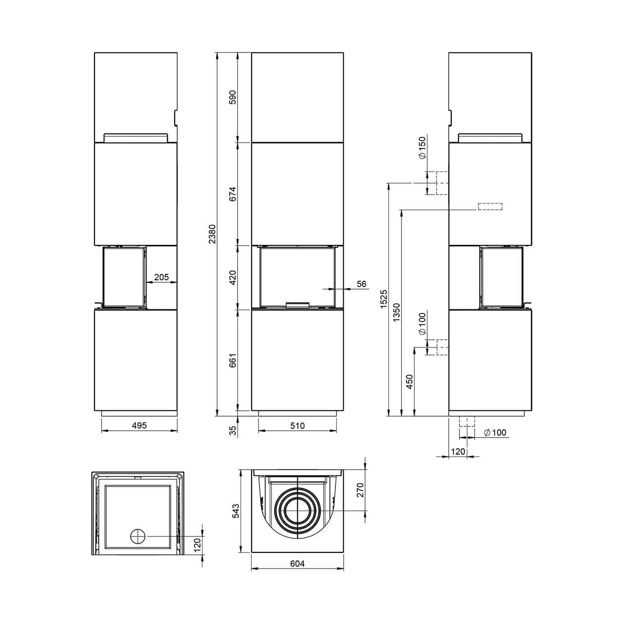 Kaminbausatz Nordpeis Capri High IR Super Max 6 kW