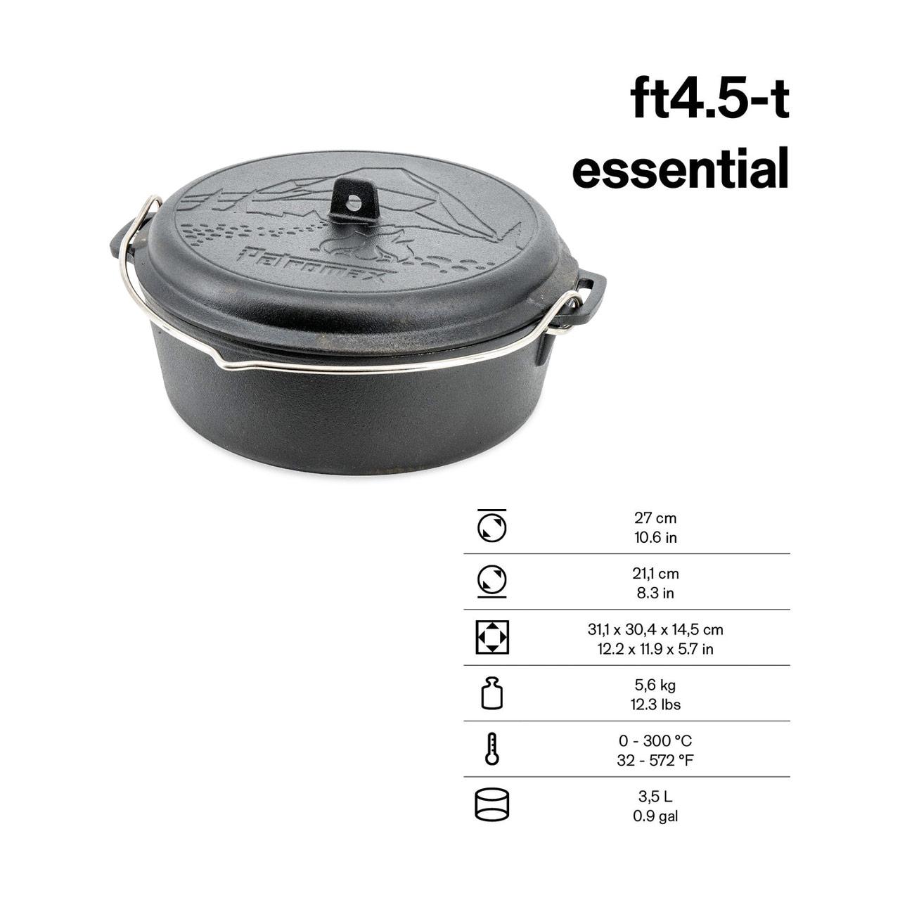 Dutch Oven Petromax Feuertopf Essential Line - Ausführung: FT4.5 Inhalt 3,5 Liter