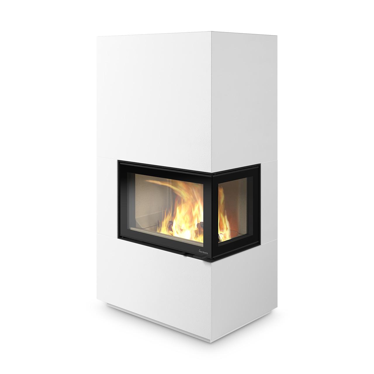 Kaminbausatz Nordpeis Davos A Low 8,9 kW - Ausführung: Glas Rechts - Thermotte: Hell