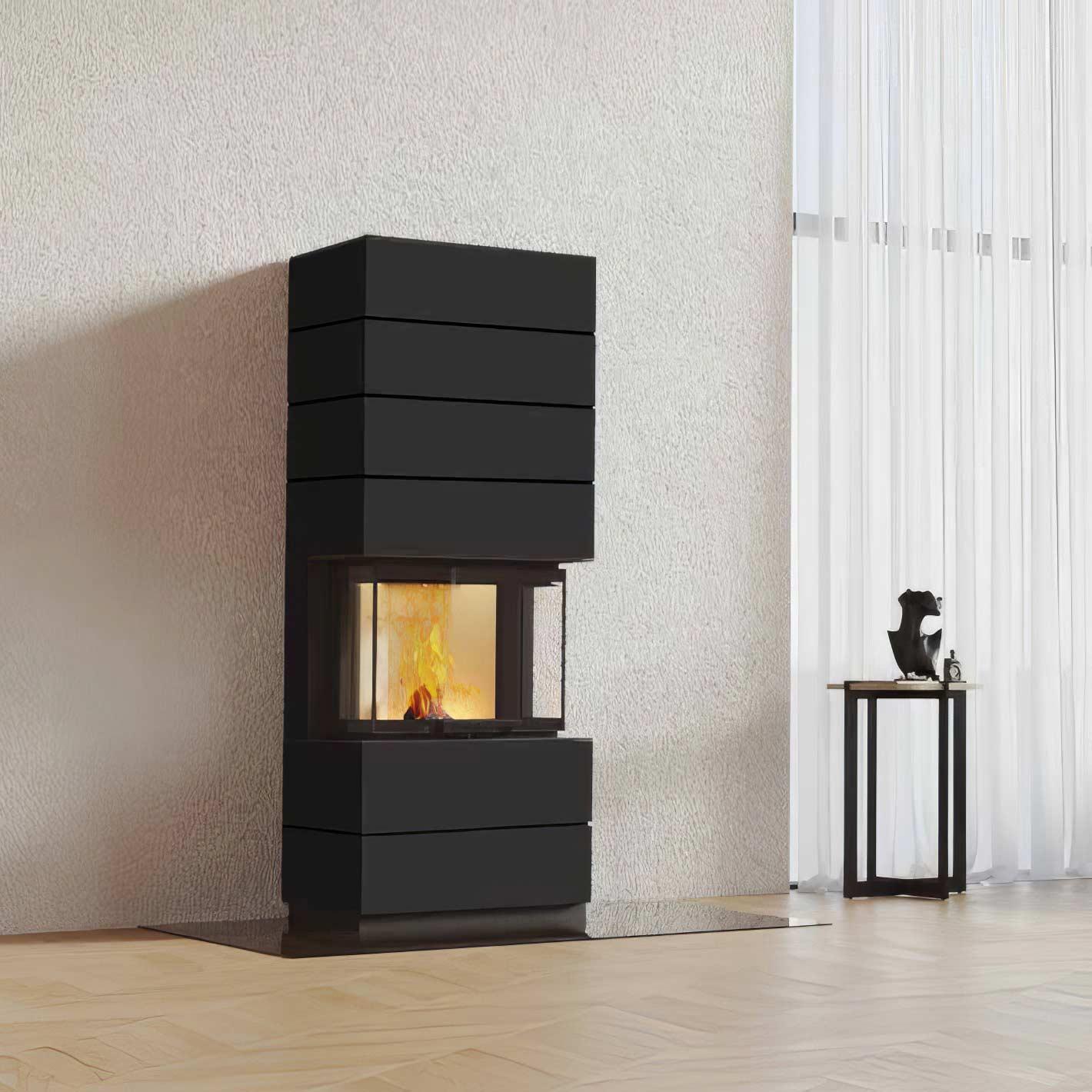 Kaminofen Neocube P10 Black & White 7,9 kW Sondermodell inkl. Wärmespeicher - Verkleidung: Nero satin