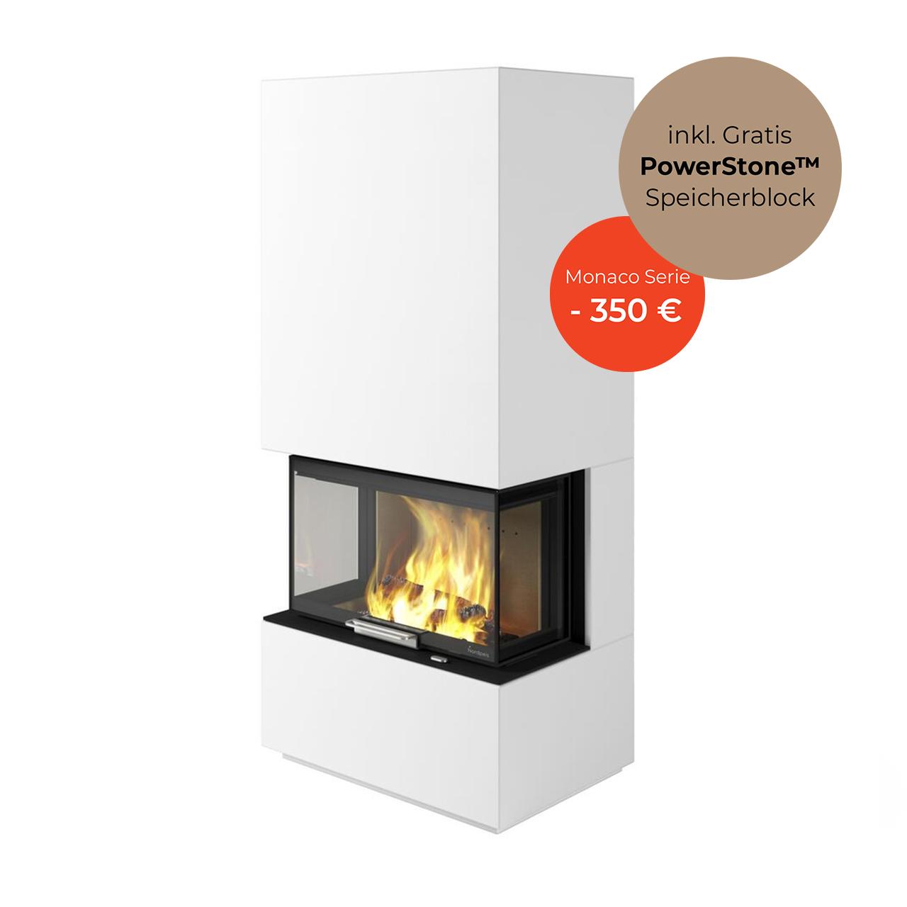 Kaminbausatz Nordpeis Monaco III Low Base IR 8 kW - Ausführung: helle Thermotte