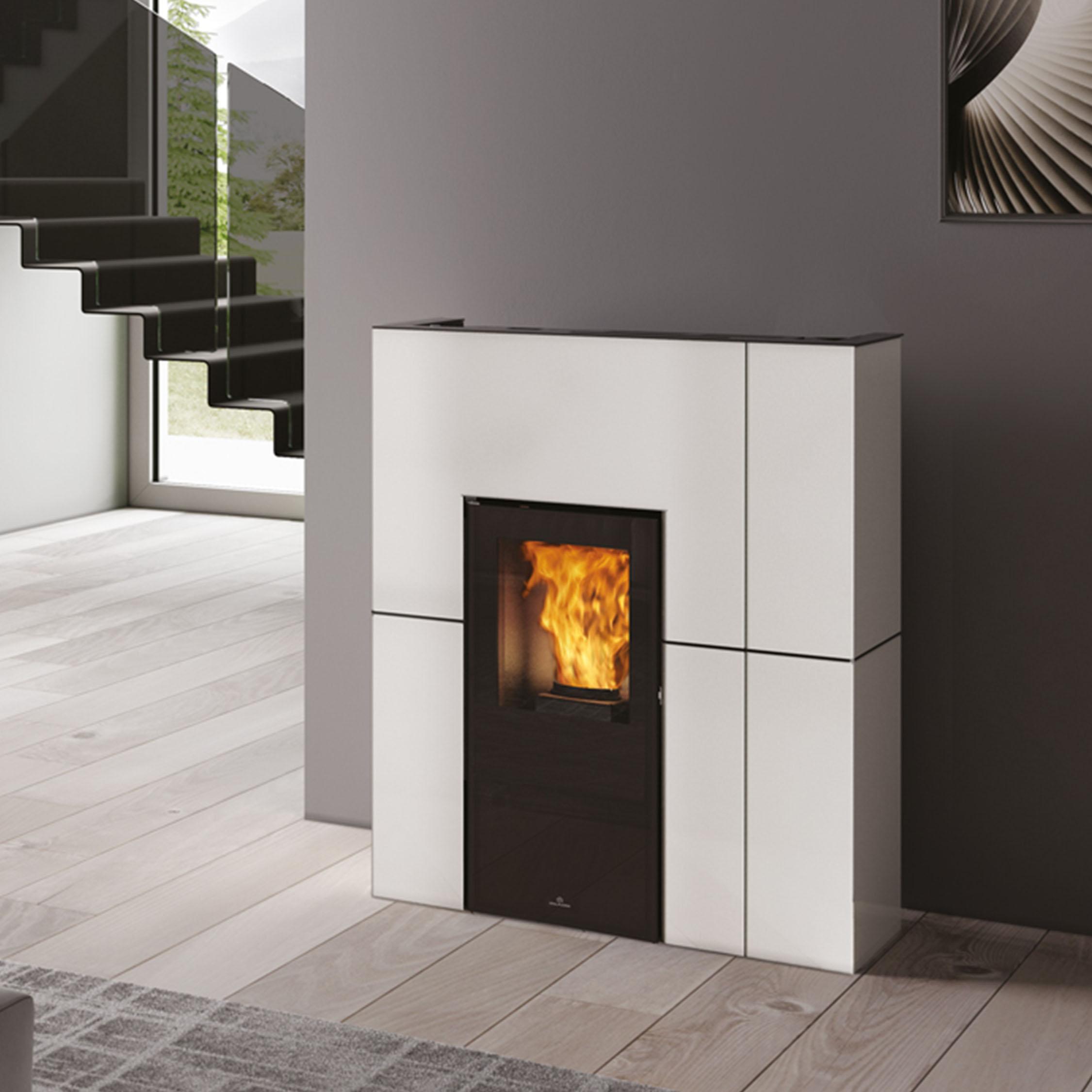 Pelletofen wasserführend Edilkamin Blade H 15 Evo 15,3 kW - Ausführung: Stahl Weiß