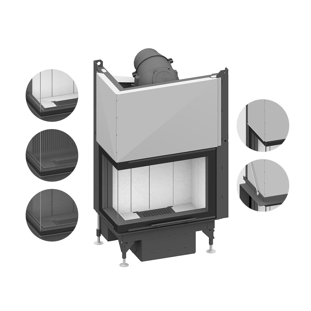Eck-Kamineinsatz Schmid Ekko L 67(34) h evo mit 7,5 kW