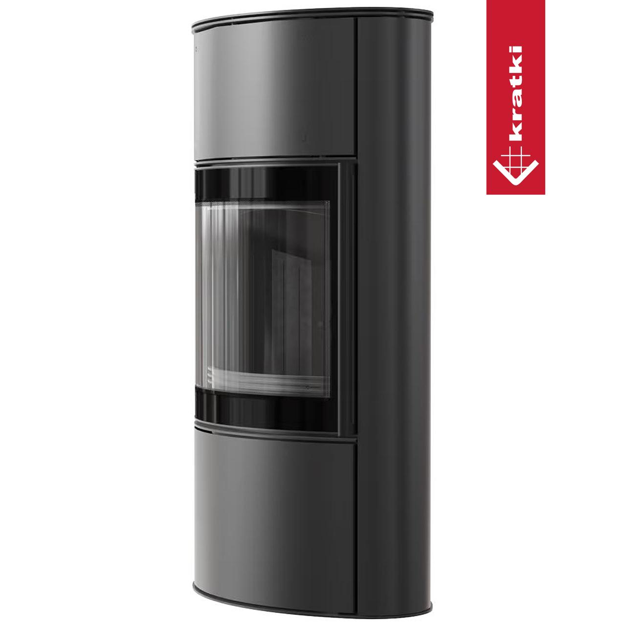Kaminofen Kratki BJORN/W mit 7 kW - Verkleidung: Stahl schwarz - Topplatte: Stahl schwarz - Feuerraumauskleidung: schwarz