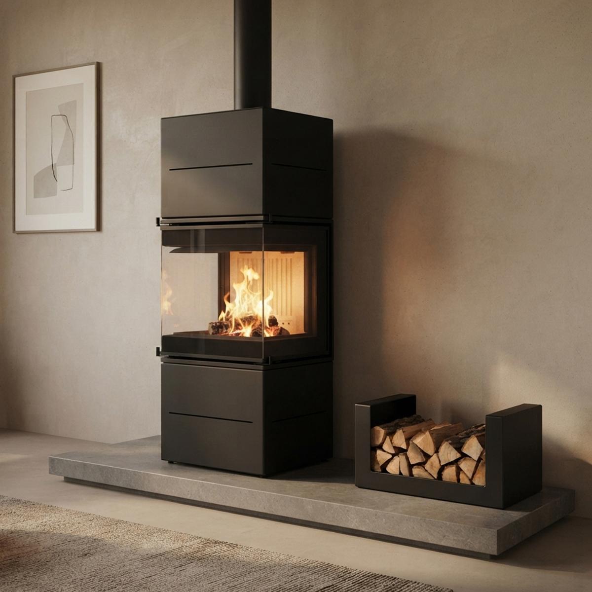 A.Caminetti Seitenbank & Holzlagerfach U-Form