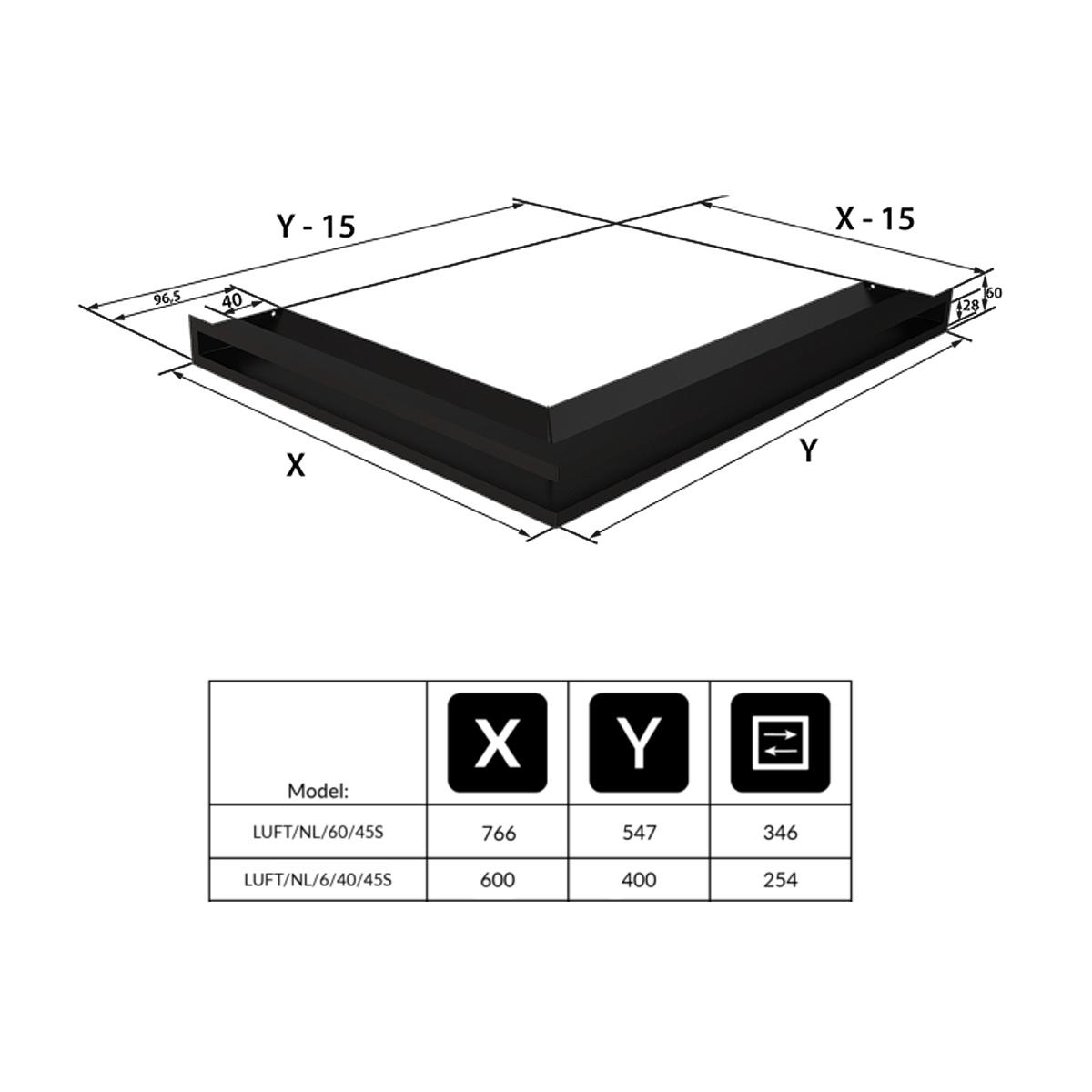 Kratki Eck-Luftleiste links - Größe: 60 x 40 x 6 cm - Farbe: graphit - Ausführung: Standard