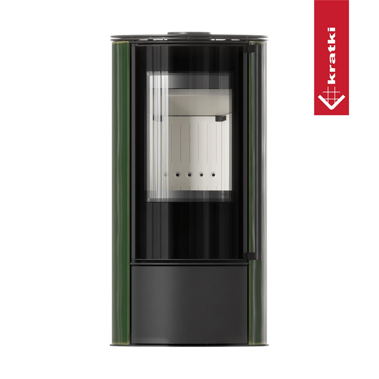 Kaminofen Kratki ERIK/KAFEL 5,5 kW - Ausführung: Grün - Topplatte: Stahl - Feuerraumauskleidung: Weiß