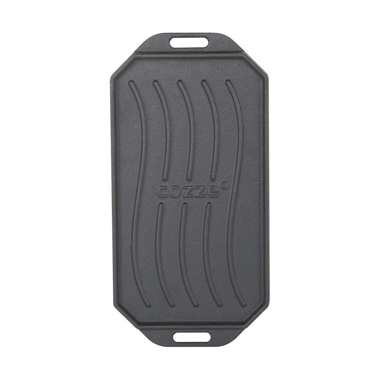 Grillzubehör Cozze Gusseisenpfanne mit Bambus Servierbrett 15x30 cm