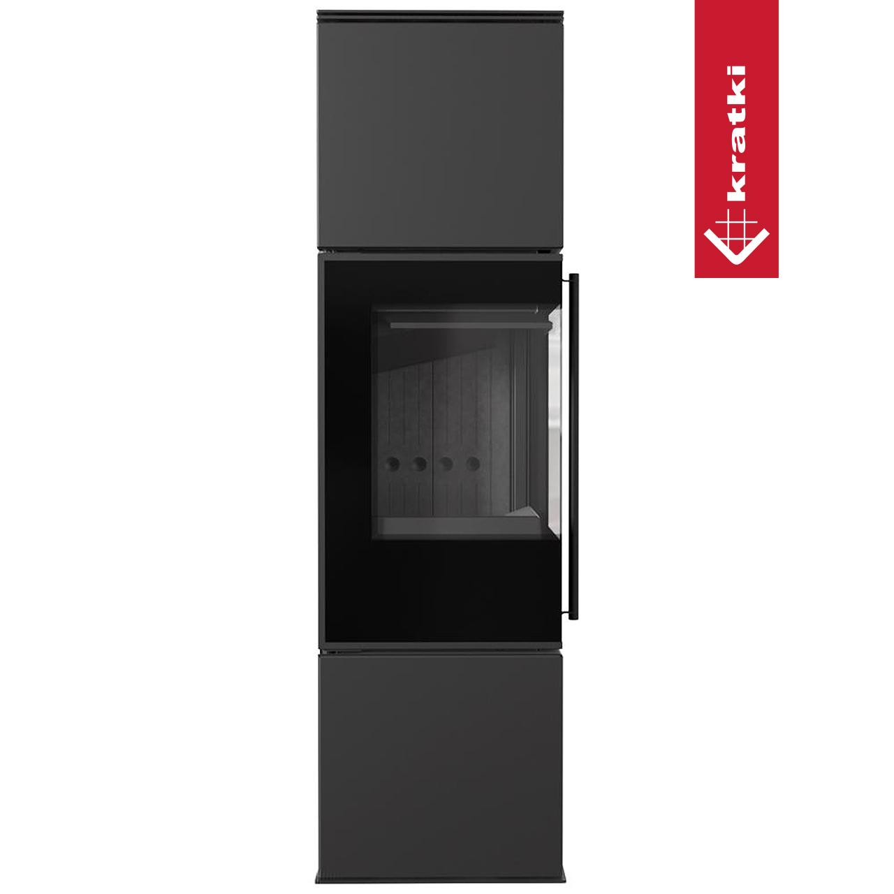 Kaminofen Kratki REN 7kW Größe M - Ausführung: Schwarz - Version: Ecke links - Selbstschließung: ohne Türfeder