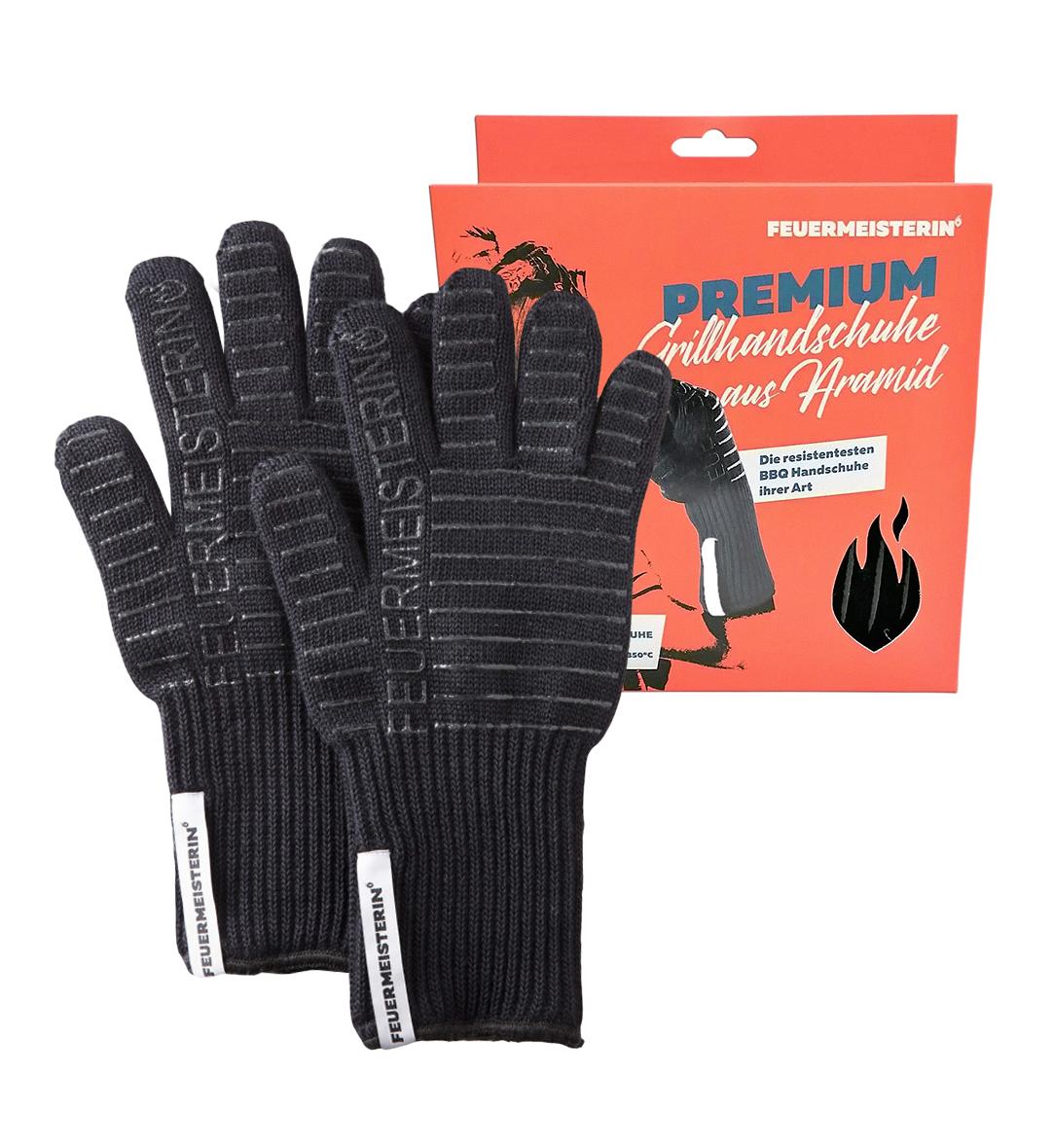 Feuermeisterin Premium Aramid Grillhandschuhe, schwarz
