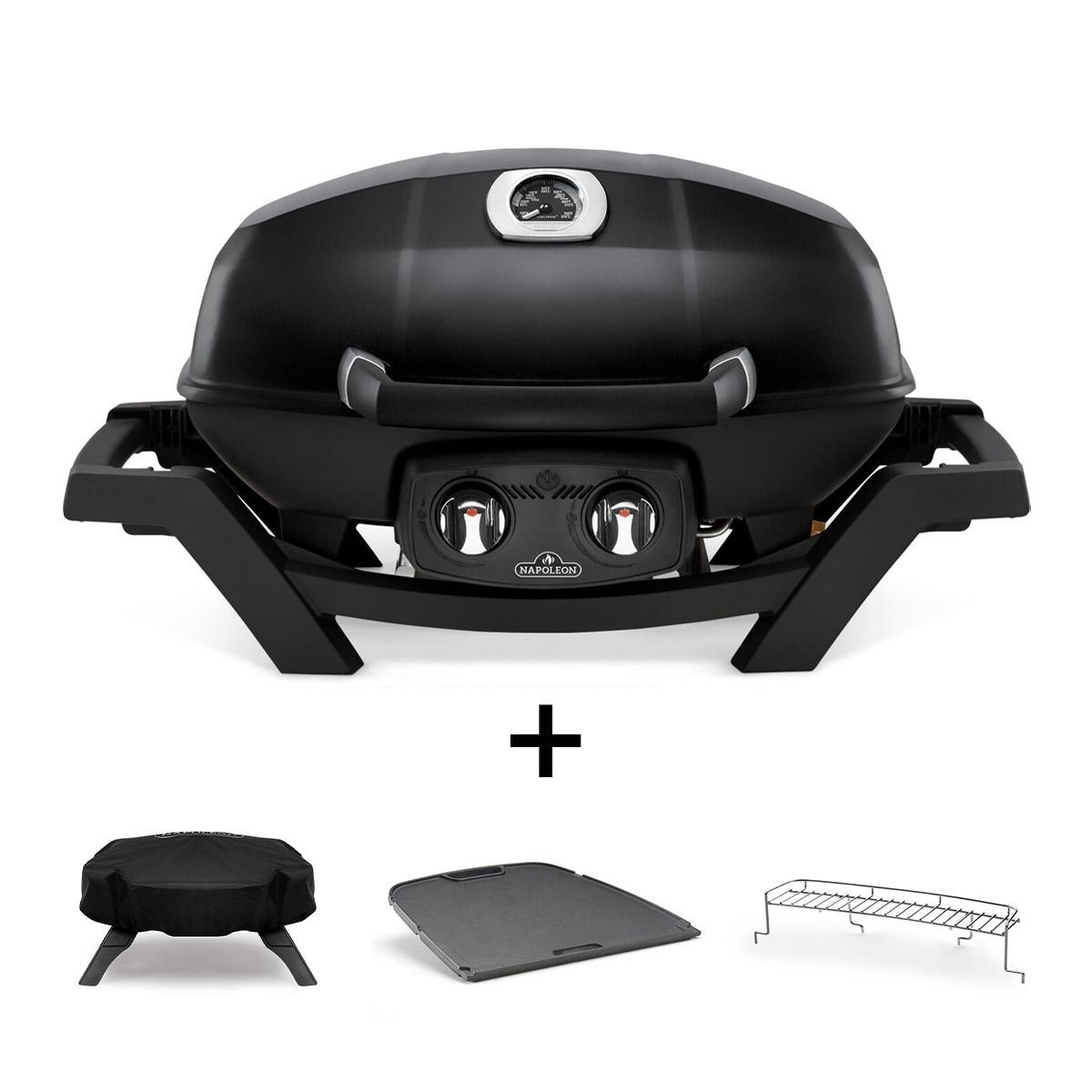 Gasgrill Napoleon TravelQ PRO285 Set inkl. Abdeckhaube, Grillplatte und Warmhalterost