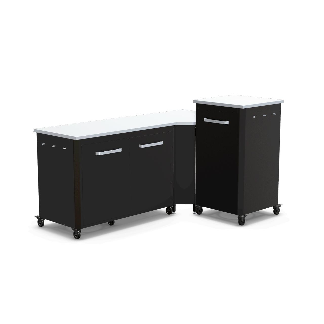 Cozze Outdoorküche Bundle mit Ecktisch, Schrankmodul 120 cm & hohem Schrankmodul 60 cm mit Edelstahlplatte