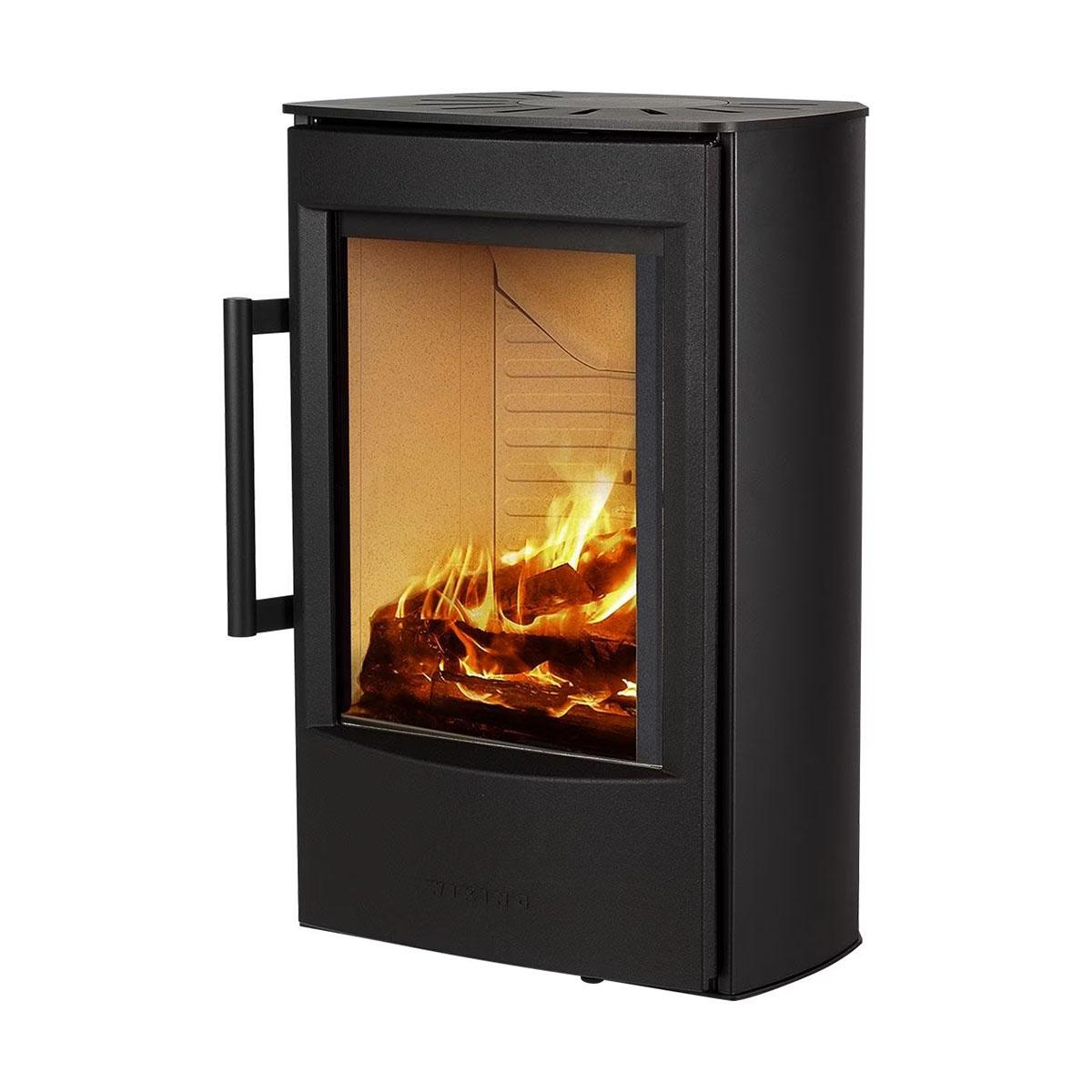 Kaminofen Wiking Miro 2 Wandhängend 4,9 kW - Korpus: Schwarz - Rauchabgang: Oben