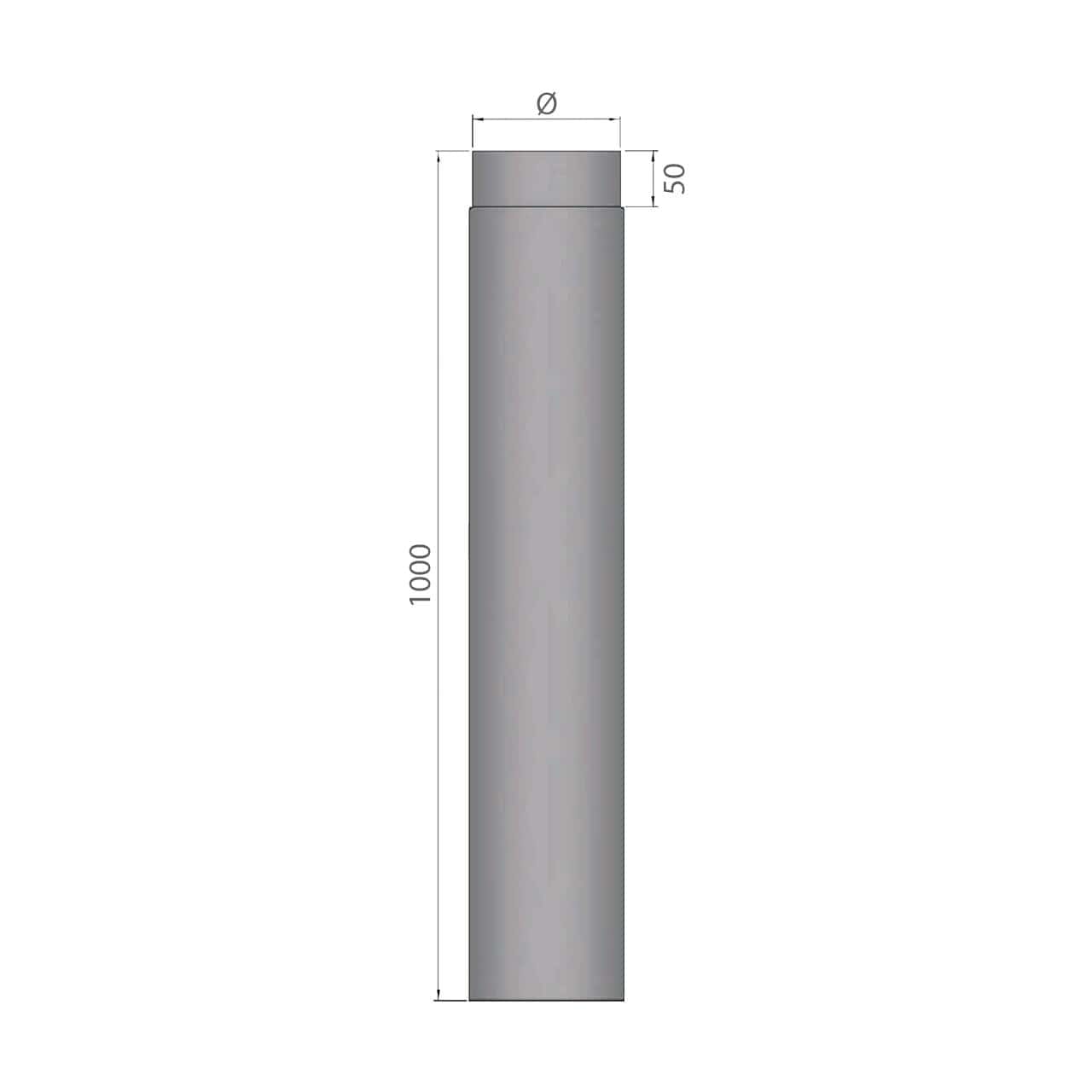 Ofenrohr DN 180 mm Länge 750 mm Schwarz