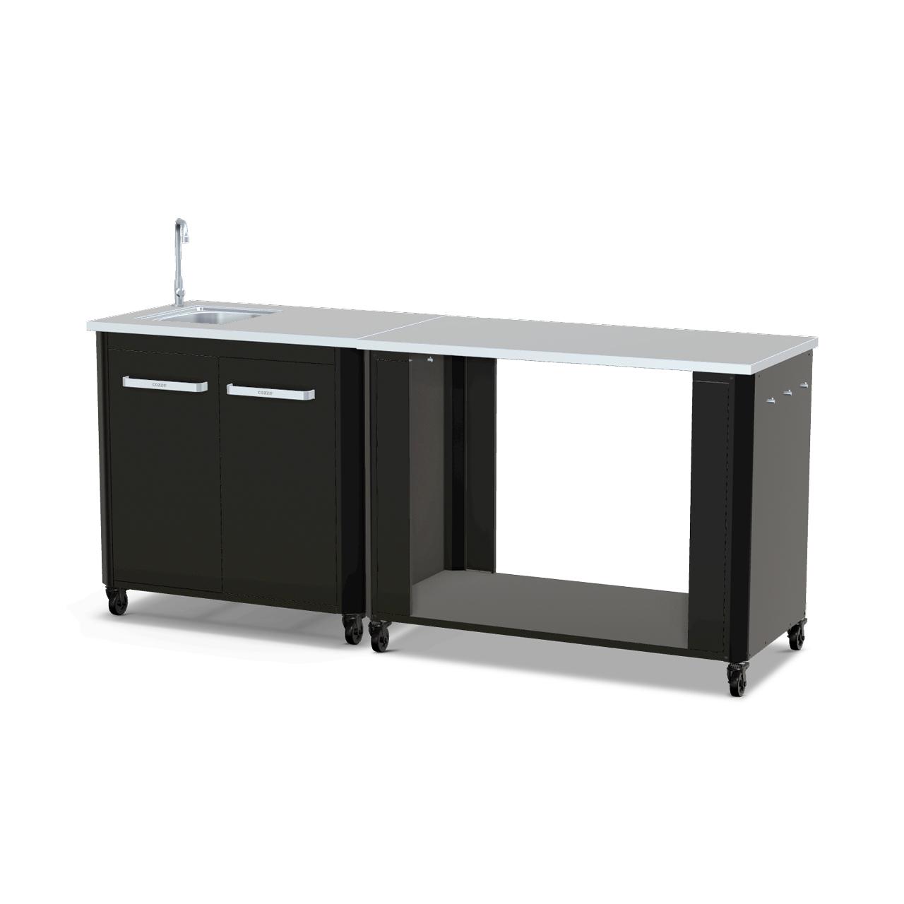 Cozze Outdoorküche Bundle mit Spülenschrank 90 cm & offenem Modul 115 cm mit Edelstahlplatte