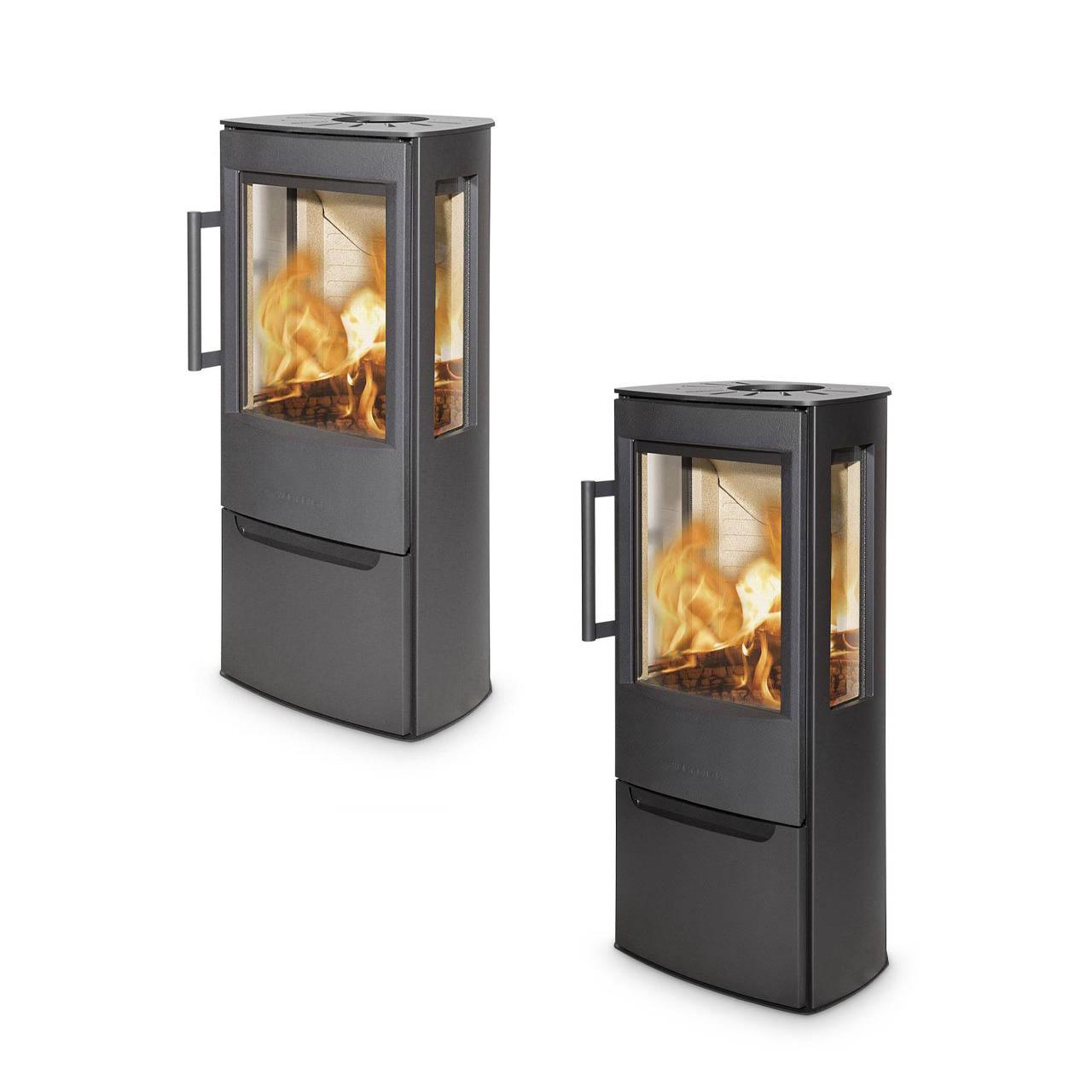 Kaminofen Wiking Miro 3 DIBt-geprüft 4,9 kW - Korpus: Grau - Rauchabgang: Oben