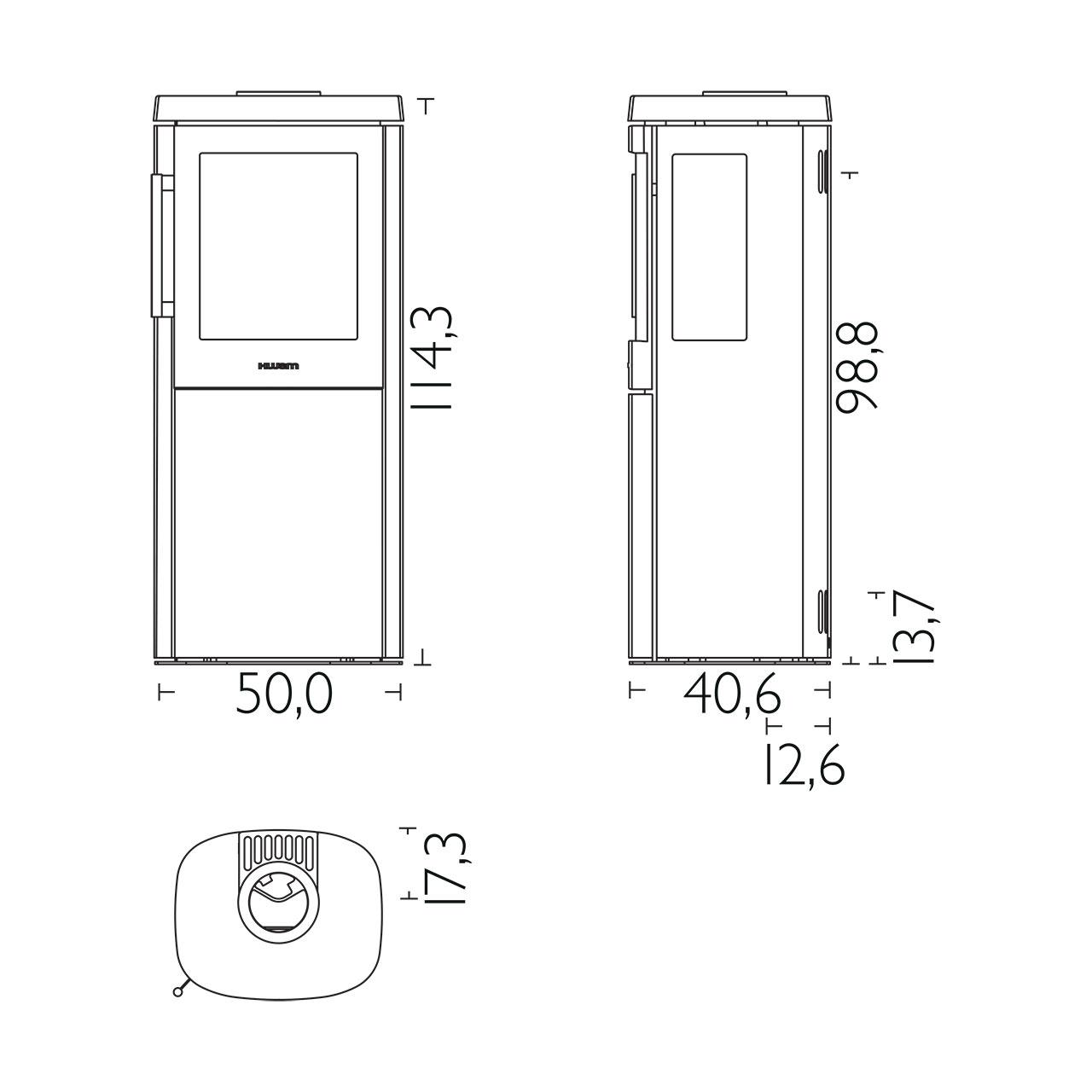Kaminofen HWAM 4530 SmartControl mit Seitenglas 4,9 kW - Ausführung: HWAM 4530c, Korpus Schwarz
