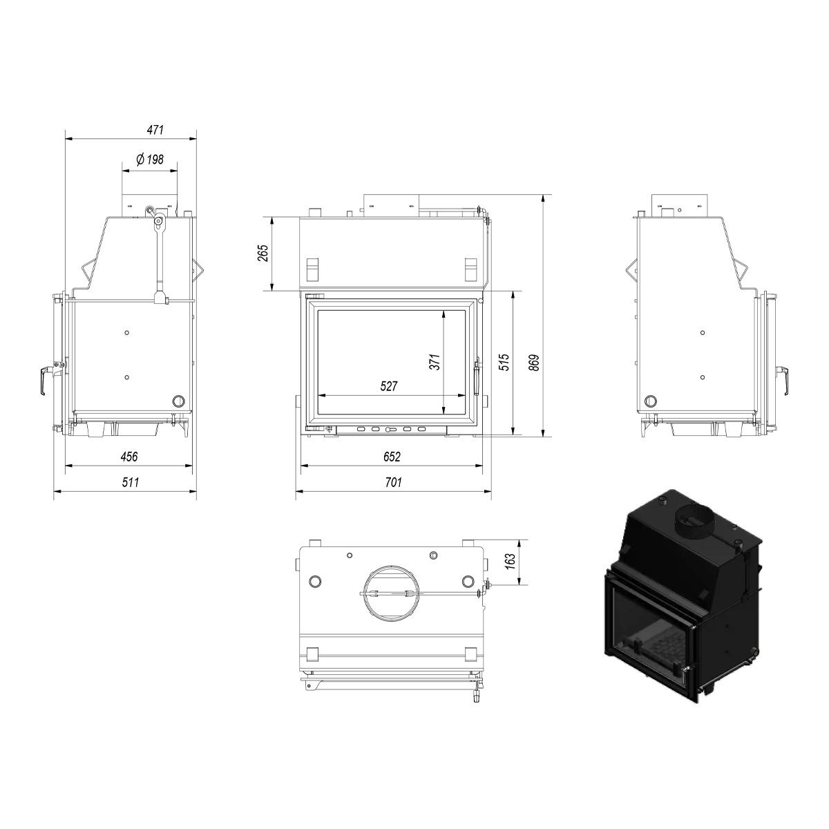 Kamineinsatz wasserführend Kratki Zuzia mit 12 kW