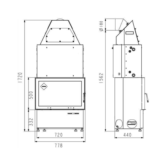 Kamineinsatz wasserführend Haas und Sohn Aqua 187.19-WT 17 kW
