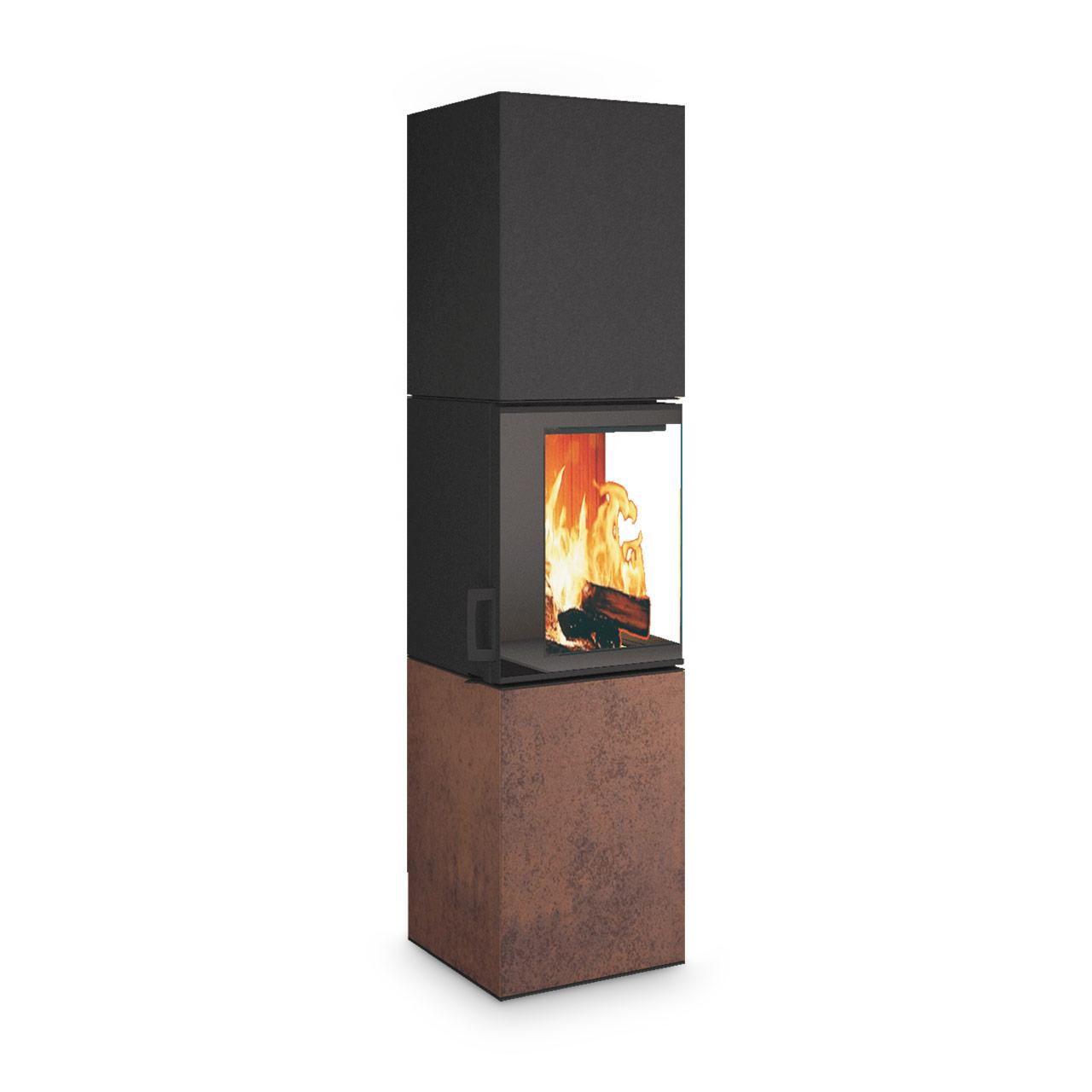 Kaminofen Neocube S20 XL 5,4 kW - Oberteil: Nero Zimbabwe - Unterteil: Iron Corten