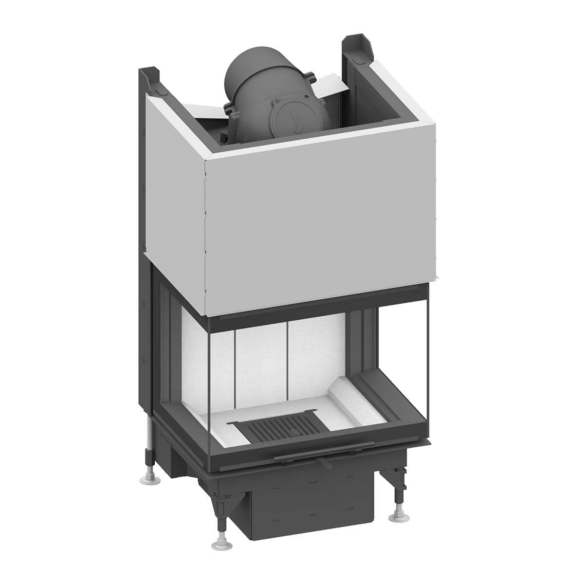Kamineinsatz Schmid Ekko U 67(45) h evo mit 9 kW - Türhöhe: 51 cm - Brennraumauskleidung: Schamotte Weiß - modulares Blendrahmensystem: nein
