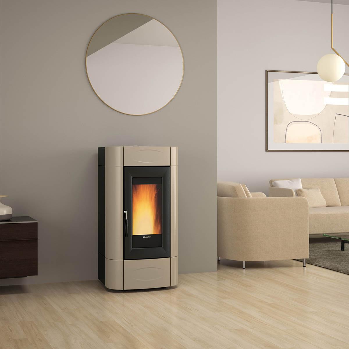 Pelletofen wasserführend Extraflame Evolution Line Isidora Idro H16 5.0.16 mit 18,9 kW - Verkleidung: taupe