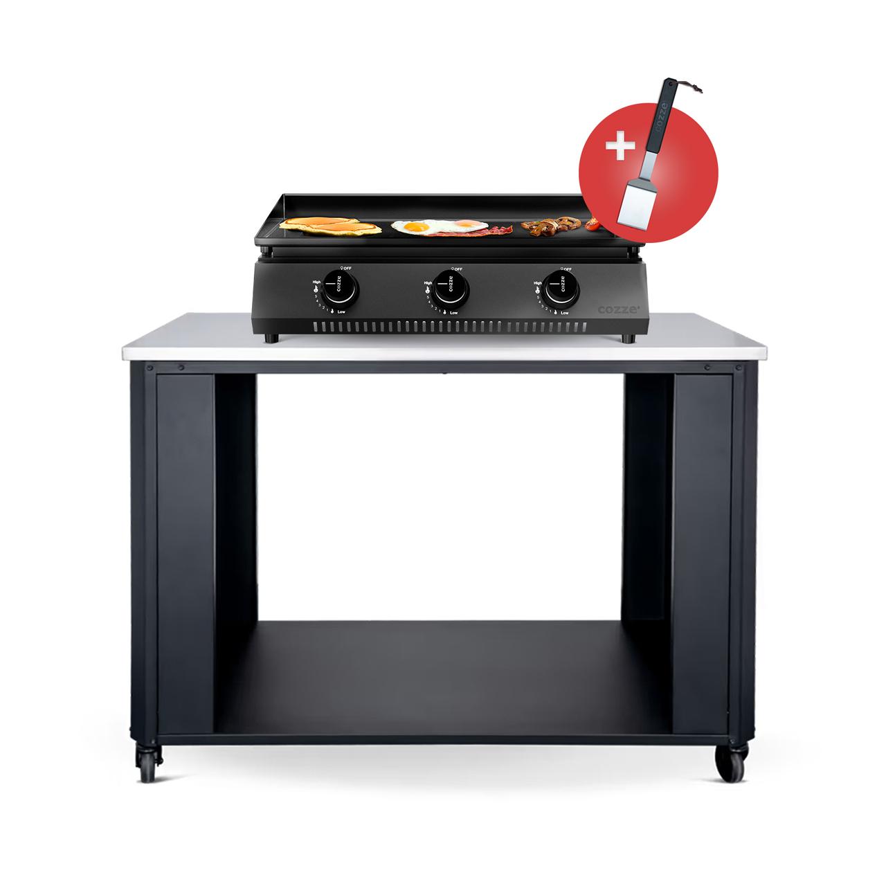Cozze Plancha G-700 Bundle inkl. offenes Modul 115 cm mit Edelstahlplatte & Gratis Grillspatel