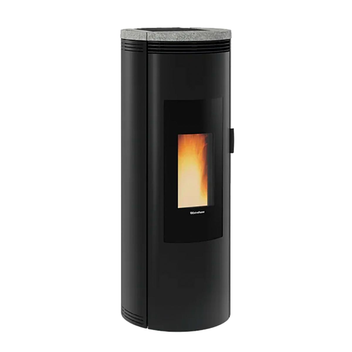 Pelletofen Extraflame Amika AD mit 8 kW - Verkleidung: schwarz + Naturstein Topplatte