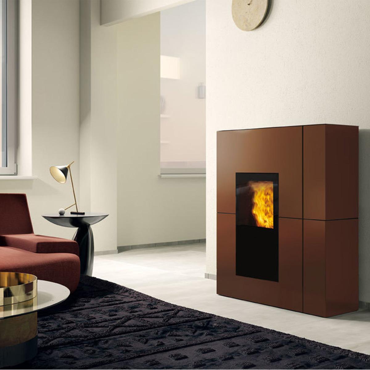 Pelletofen wasserführend Edilkamin Blade2 H 18 Up 19,2 kW - Variante: Stahl Bronze