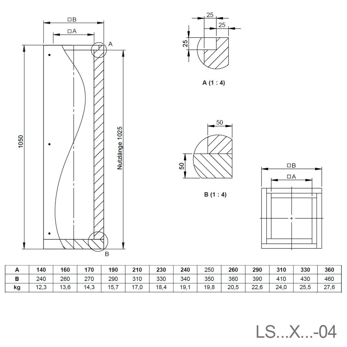 Jeremias Furado-F Grundelement 1000mm lose/verschraubt inkl. Bodenplatte - Schachtmaß innen: 140x140mm