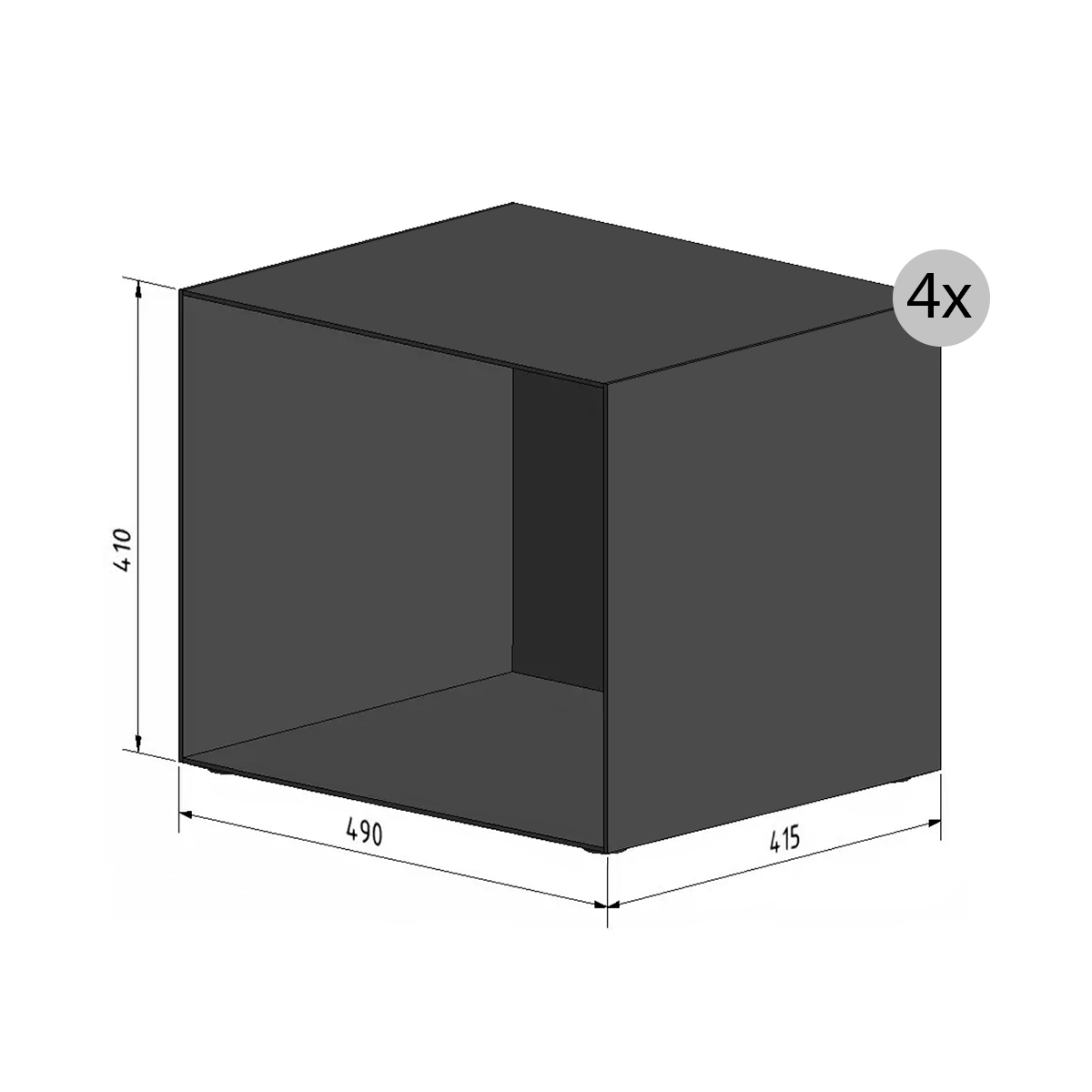 4x Anbaubox (Höhe 410 mm)