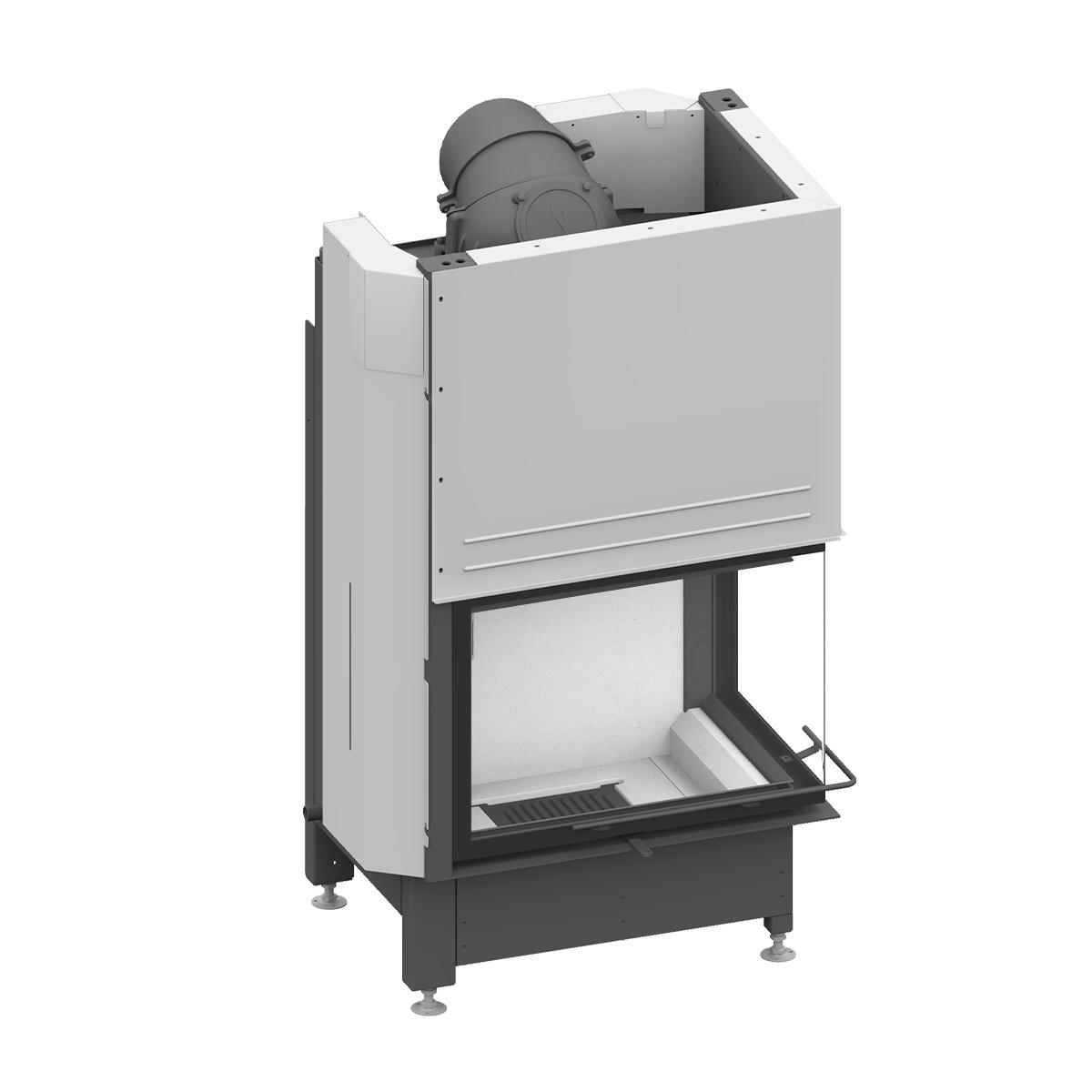 Eck-Kamineinsatz wasserführend Schmid Ekko W R 67(45)51 h mit 14,9 kW - Brennraumauskleidung: weiß - modulares Blendrahmensystem: nein