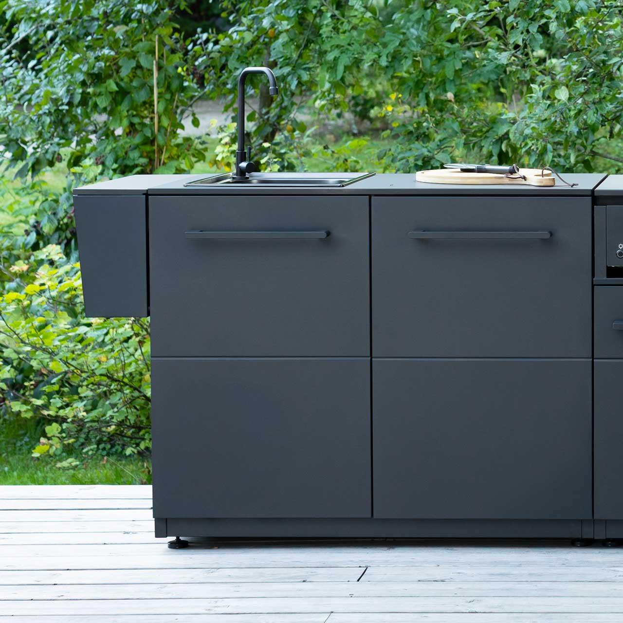 Outdoorküche Cozze Elements mit Combo 900 Plancha Grill und Spülmodul, Länge 3100 mm