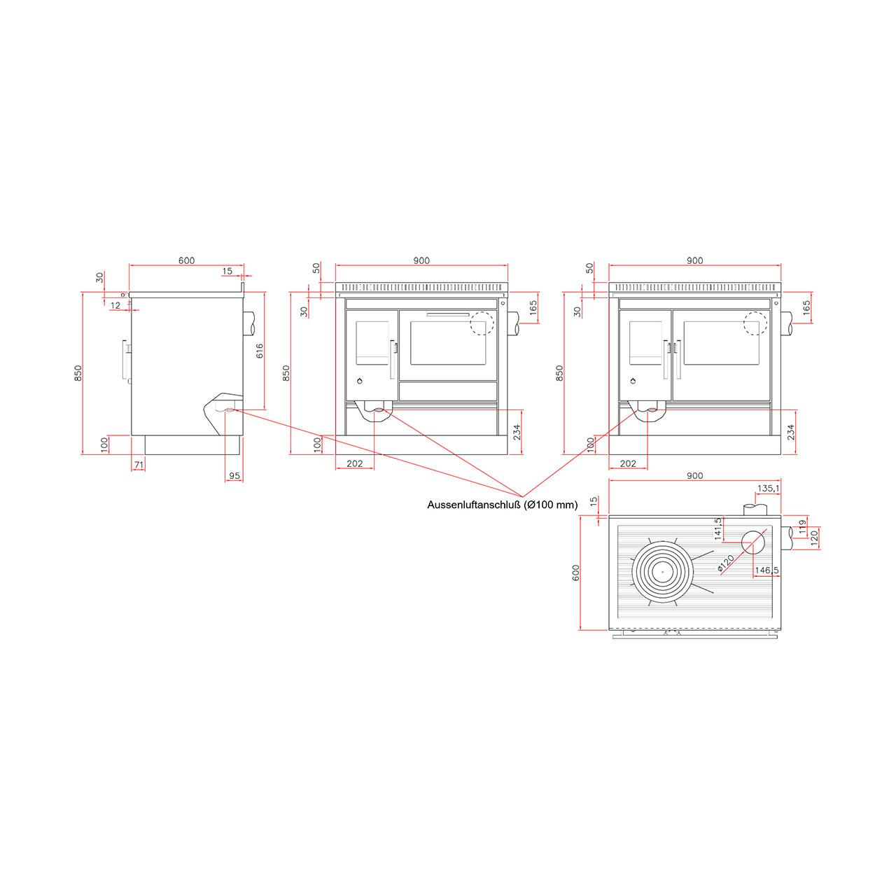 Holzherd Tyrola TR_C 90, 7 kW Küchenofen