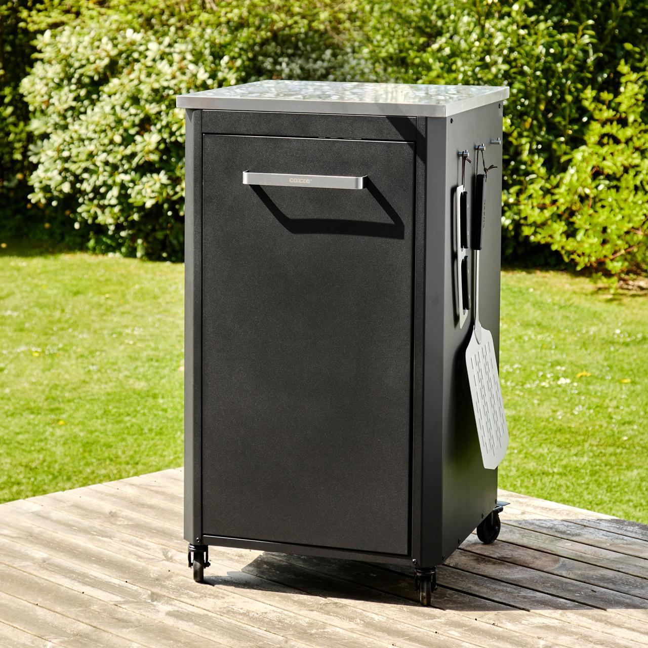 Cozze Outdoorküche Bundle mit Spülenschrank 90 cm & hohem Schrankmodul 60 cm mit Edelstahlplatte