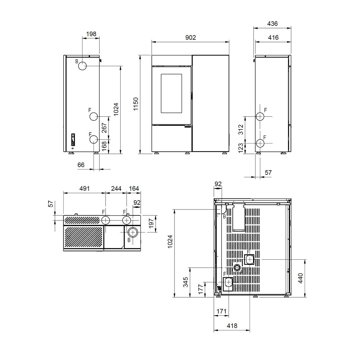 Pelletofen Extraflame Evolution Line Annalisa Plus mit 12 kW - Verkleidung: Gres Corten