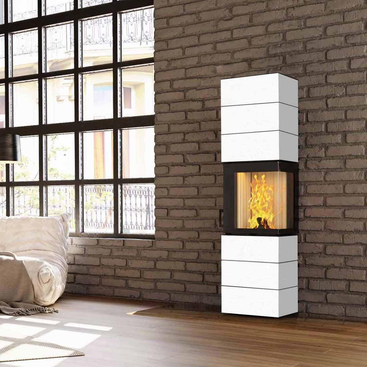 Kaminofen Neocube S20XL Black & White Sonderedition 5,4 kW inkl. Wärmespeicher - Verkleidung: Arctic White satin