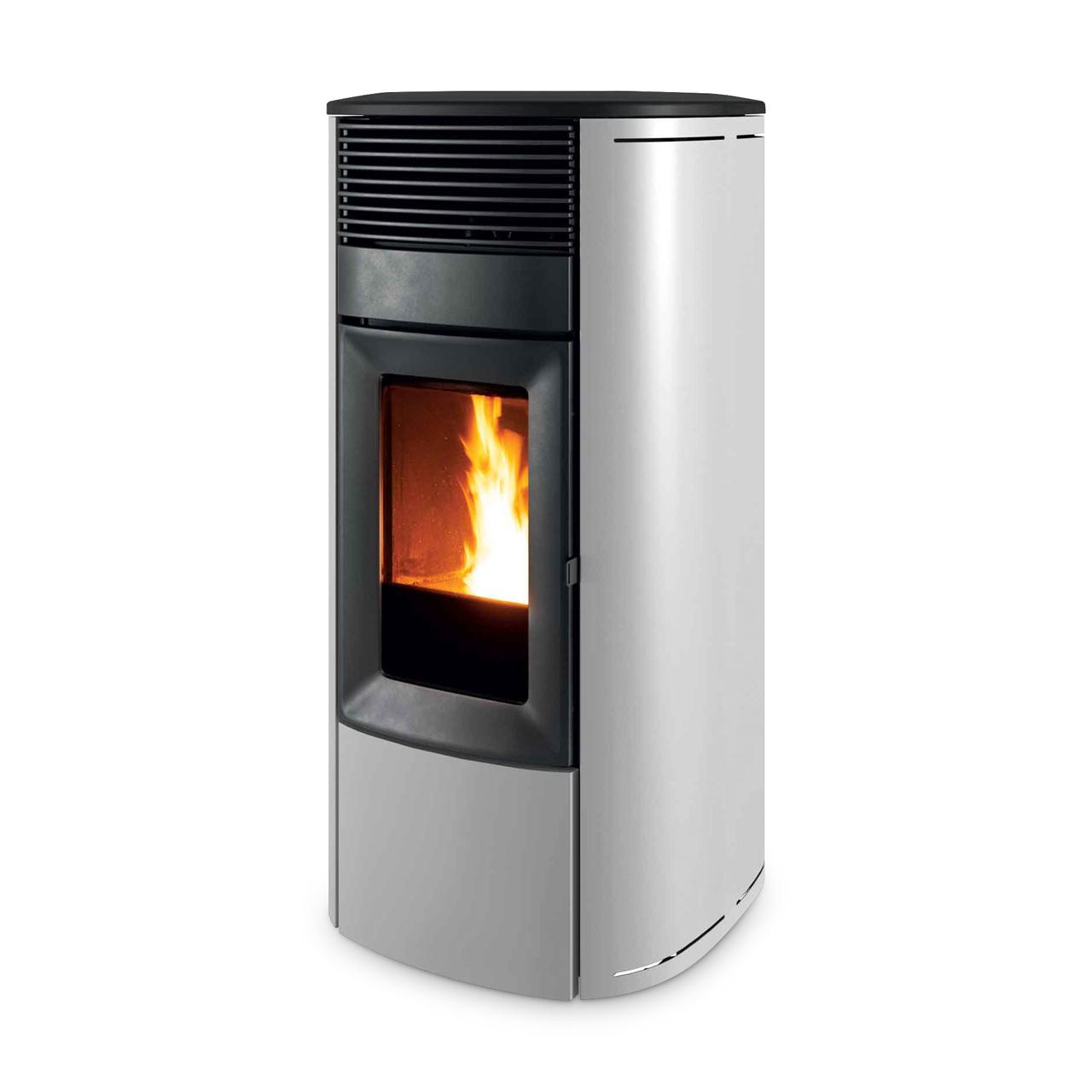Pelletofen wasserführend MCZ Club Hydro Matic 24 R 24,2 kW - Ausführung: Top Keramik Schwarz, Seiten Stahl Weiß