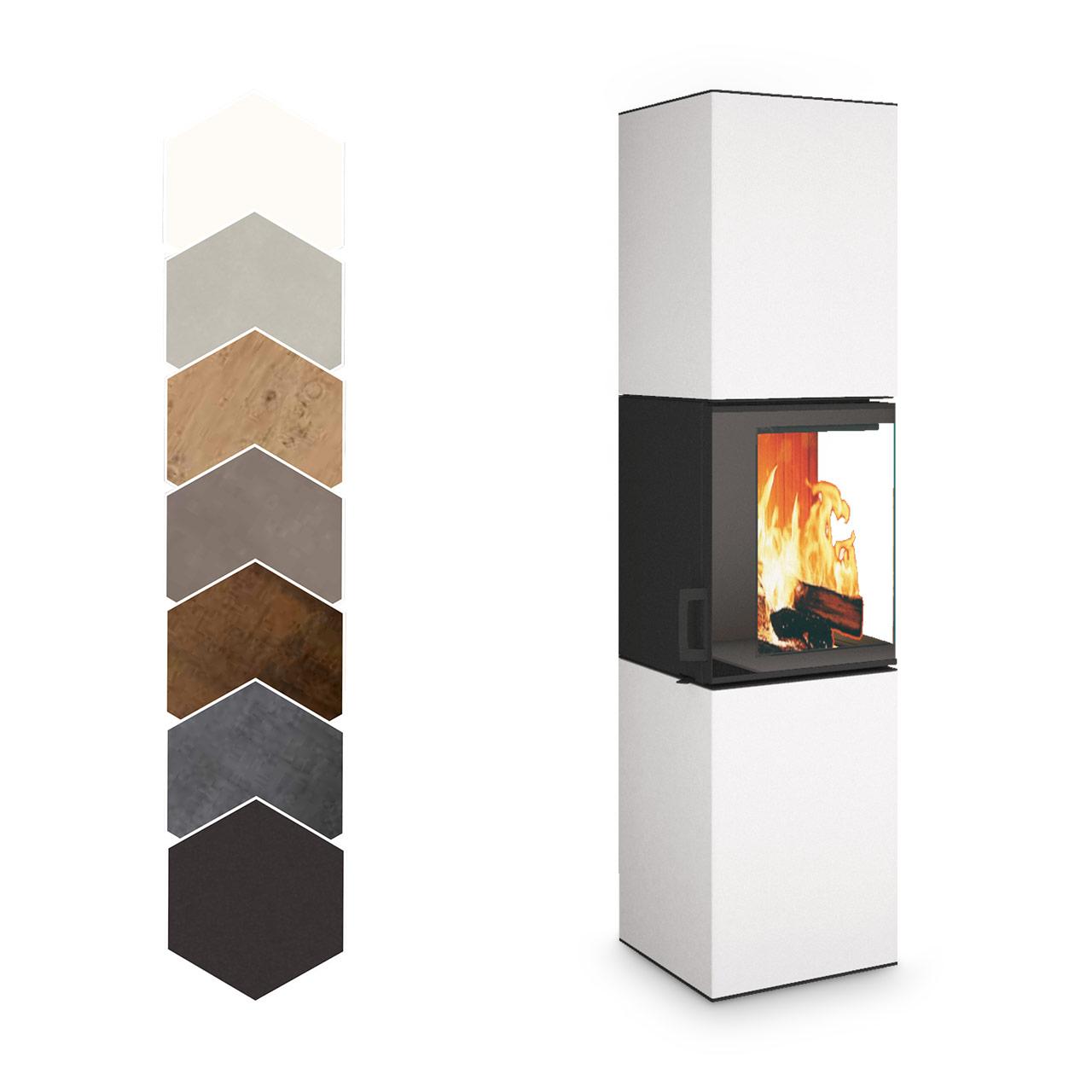 Kaminofen Neocube S20 XL 5,4 kW - Oberteil: Arctic White - Unterteil: Iron Corten