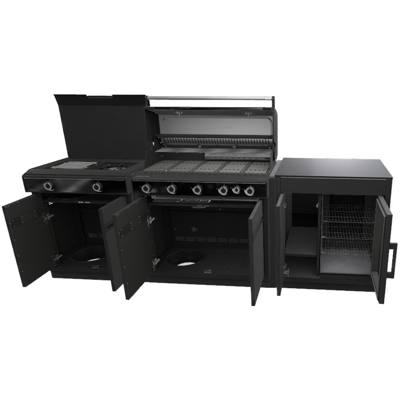 Outdoorchef Heat Outdoorküche X-515 RB K mit Blazing Zone X-245 K und Kühlschrankmodul inkl. CASO Barbecue Cooler und Arbeitsplatte aus Granit