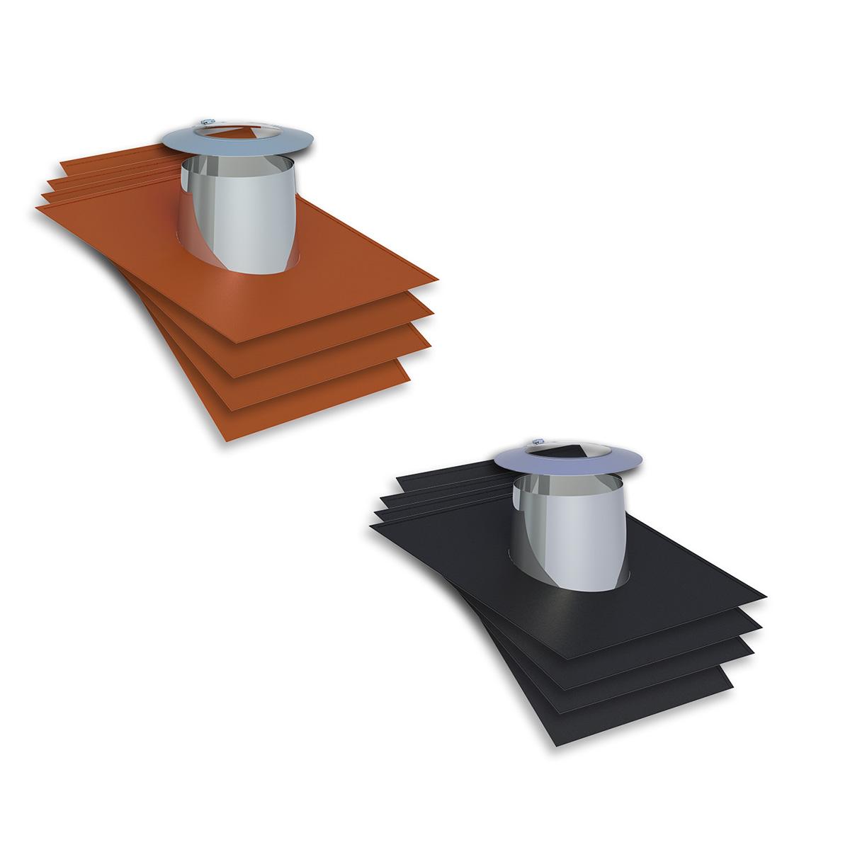 Jeremias DW Dachdurchführung mit Elastomerrand und Wetterkragen - Dachneigung: 26-35° - Ausführung: ziegelrot - für Schornstein-Innendurchmesser: 180mm