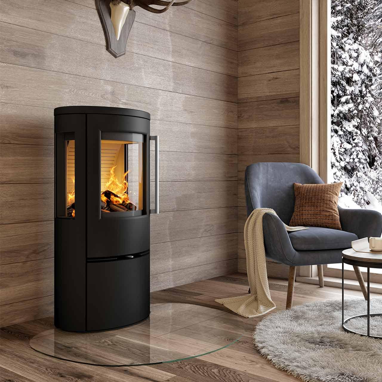 Kaminofen Termatech TT23RG 5,6 kW - Ausführung: schwarz, Rauchrohranschluss oben