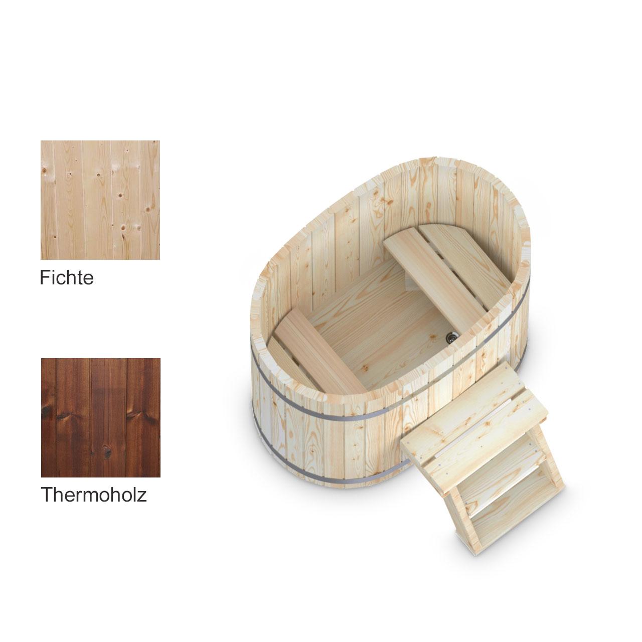 Hot Tub AA-Kaminwelt Badefass Oval ohne Ofen - Größe: 1,3x0,85 m - Holz: Thermoholz