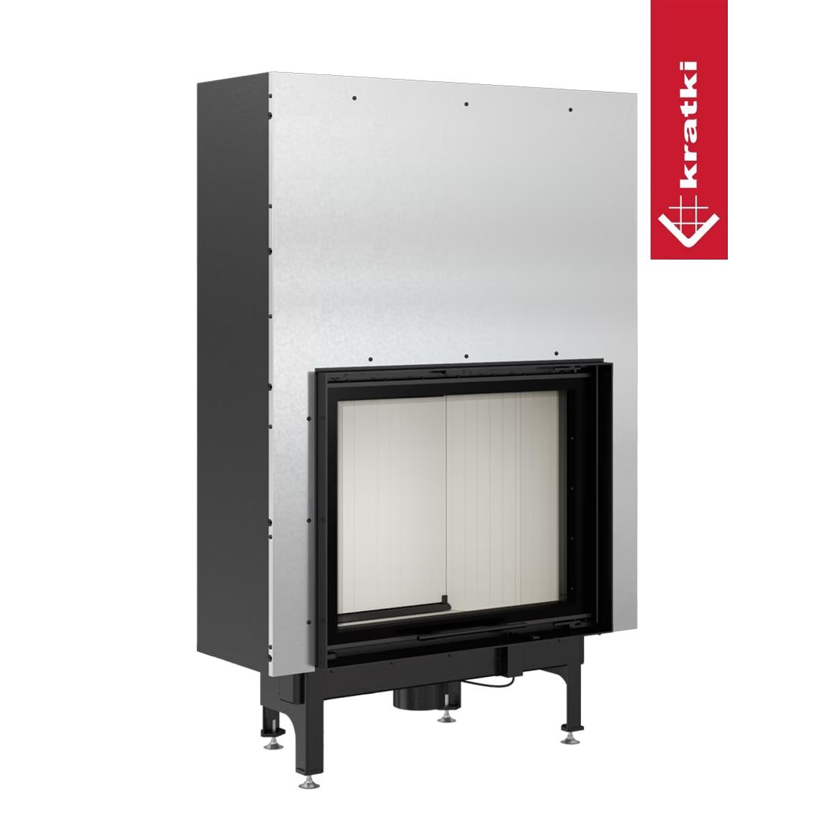 Kamineinsatz Kratki Nadia mit Schiebetür 13 kW - Feuerraumauskleidung: weiß